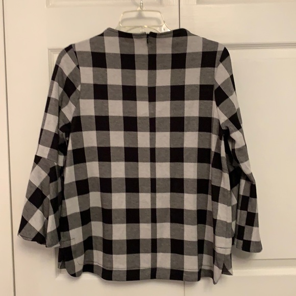 NWOT Crown & Ivy Gingham Black & White Bell Sleeve Top Plaid Checkered Medium - Picture 6 of 11